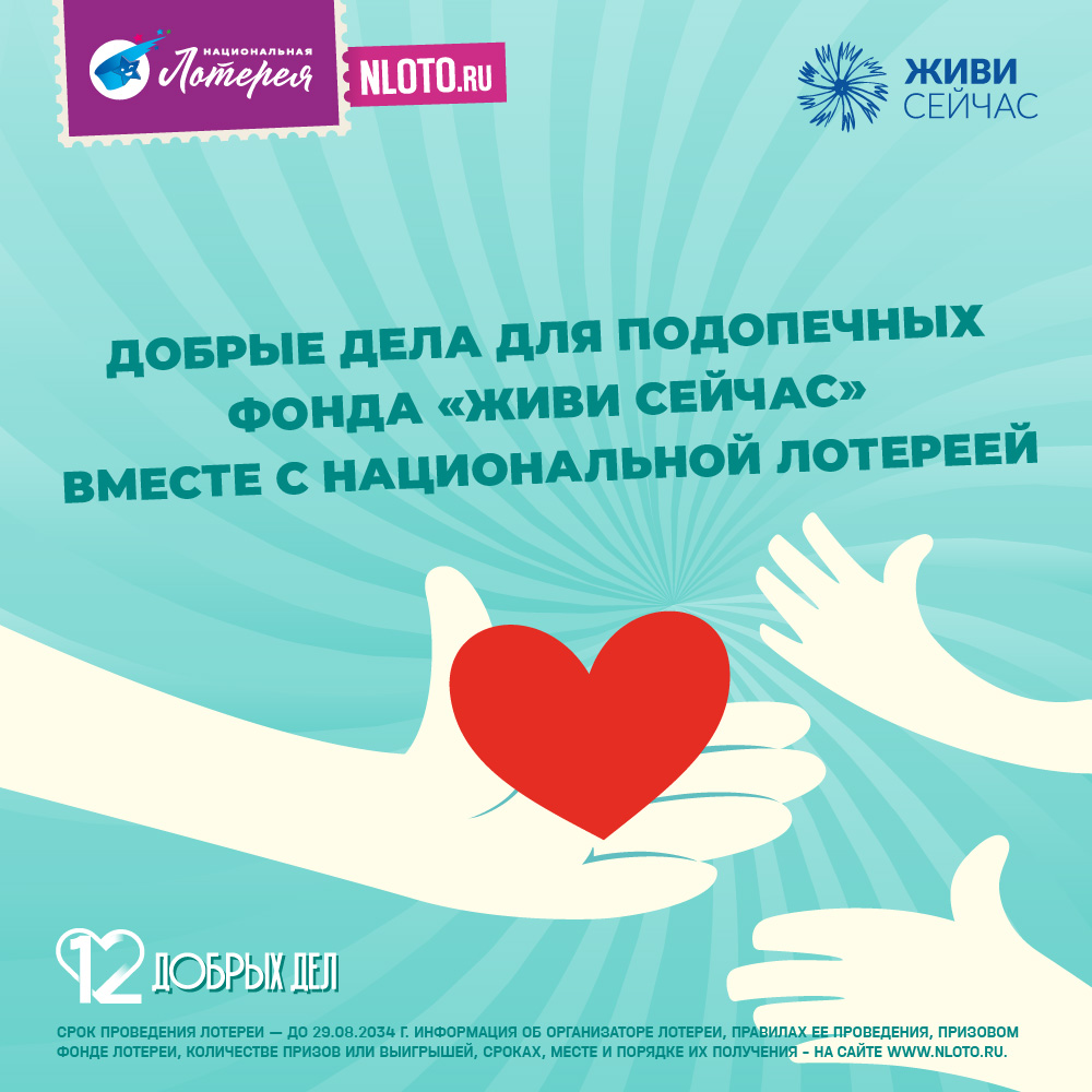 Благотворительный фонд «Живи сейчас» примет участие  в социально ответственной лотерее «12 Добрых дел»